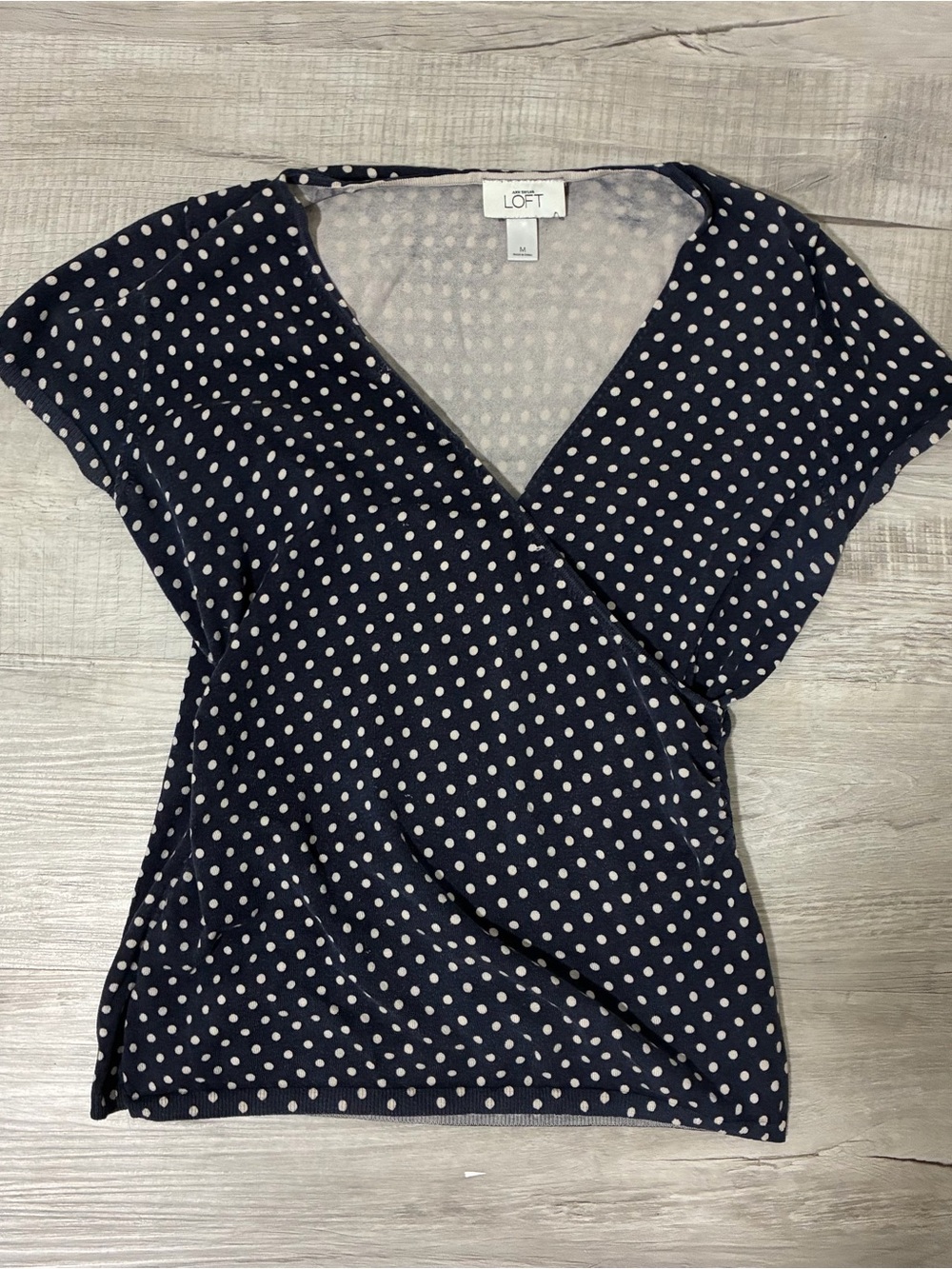 loft navy polka dot wrap top